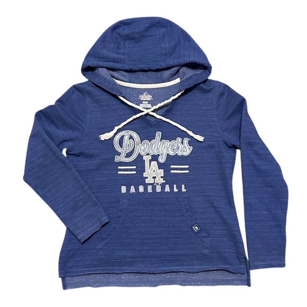Majestic MLB Los Angeles Dodgers Hoodie Women’s Small Blue Lightweight Pullover - Picture 1 of 7